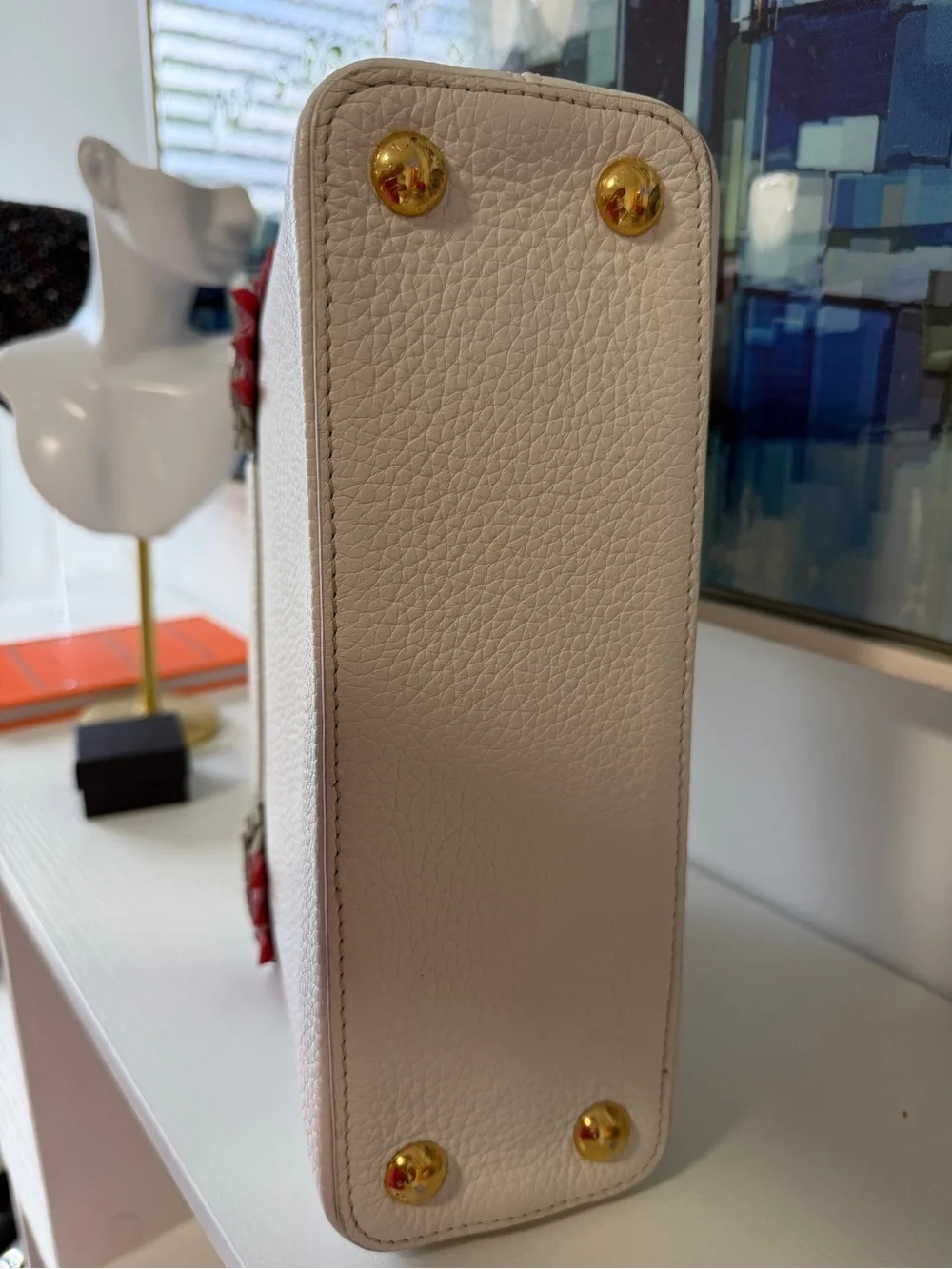 Limited Edition Louis Vuitton White Capucine with Pink Fringe and Gold Hardware